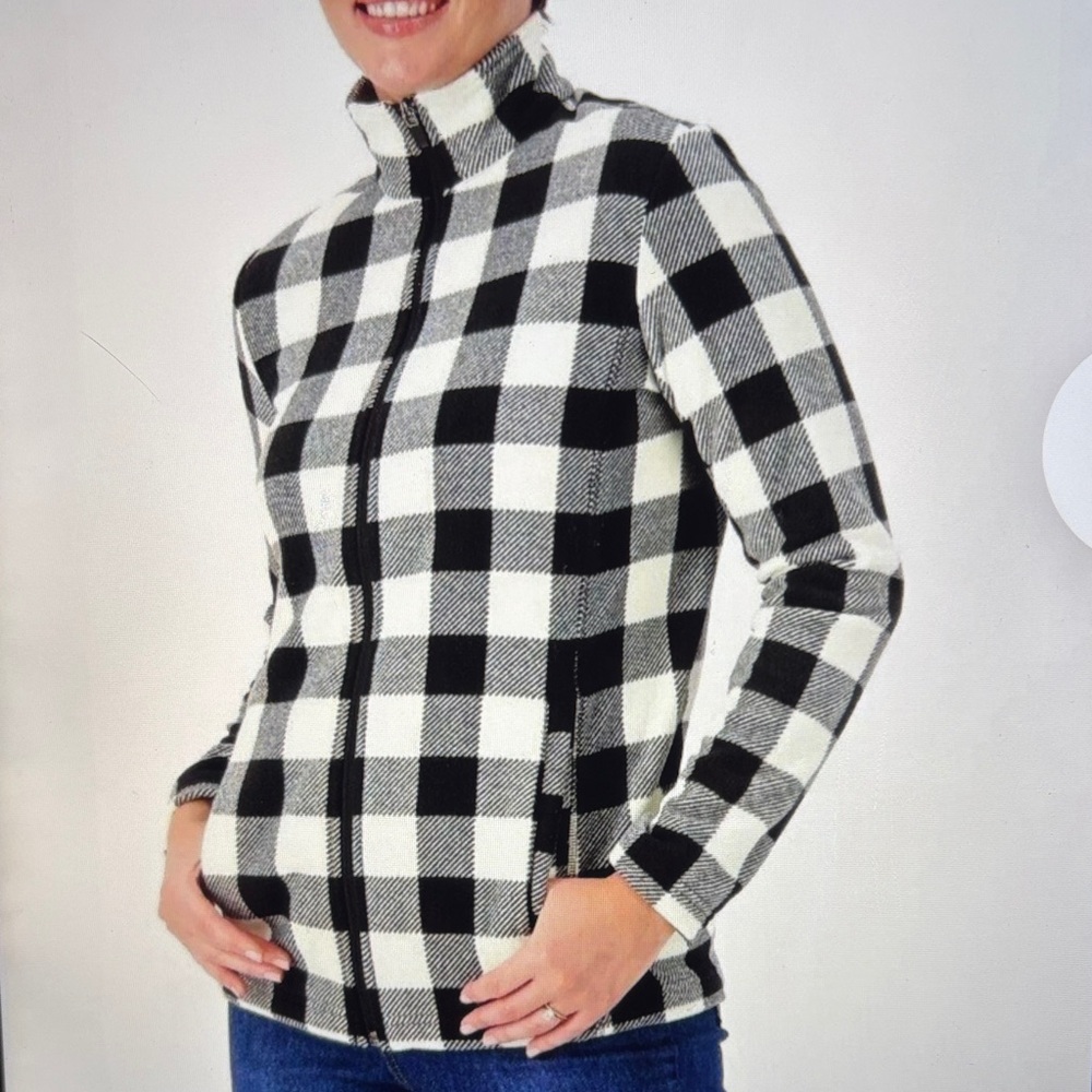 Lands End Full Zip Fleece Buffalo Check Jacket Size XL